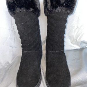 Style & Co. Black Suede Boots Size 6 Faux fur lined